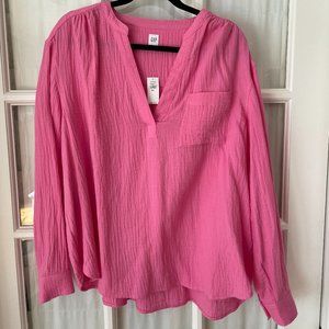GAP Pink Cotton Gauze Popover Shirt NWT XXL